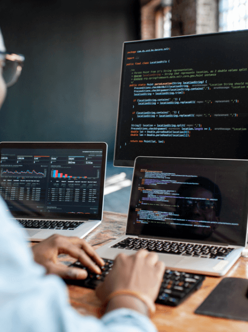 Young boy doign website development and coding