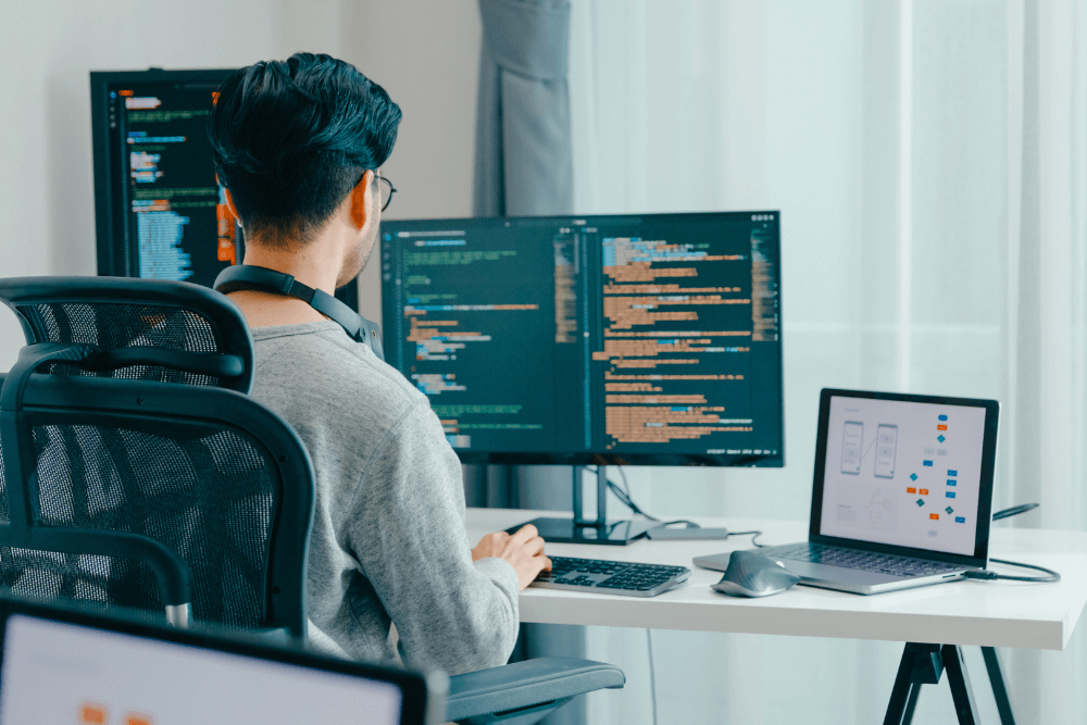 Student learning Python programming at computer lab in CATS College Lahore
